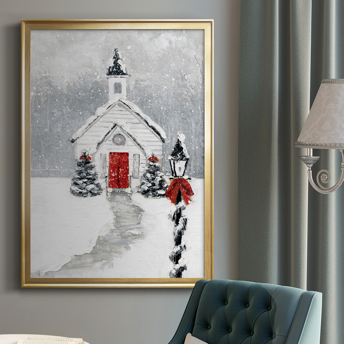 Soft Silent Night - Modern Framed Canvas Print