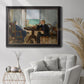 Impressionist interior scene by Édouard Manet in an ornate black frame with gilded inner detail displayed in a bright interior setting.