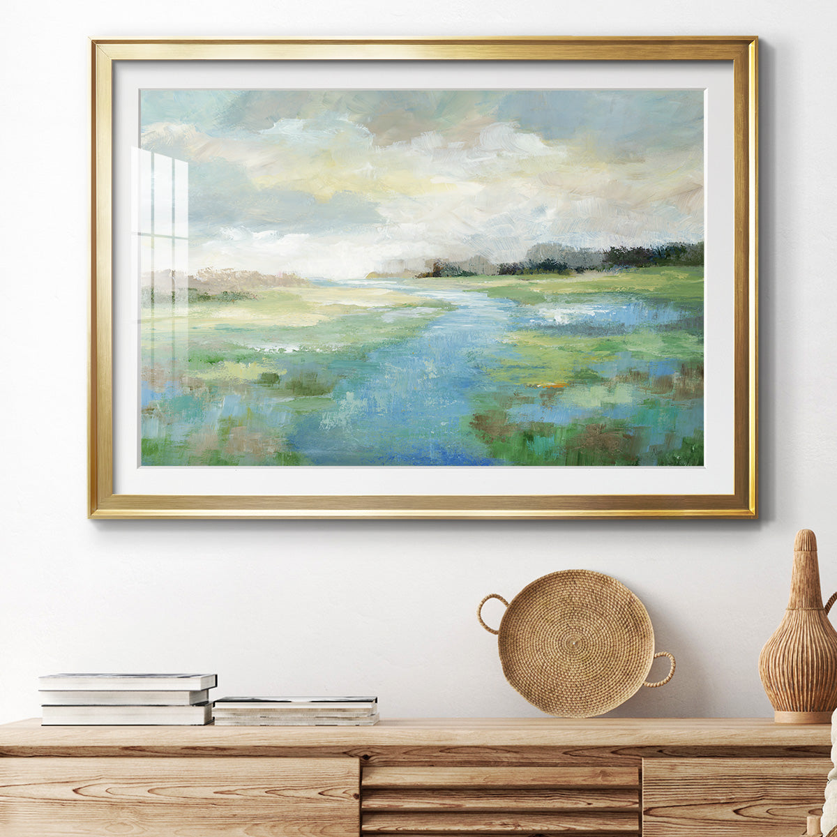 Winding Stream - Modern Framed Art Print