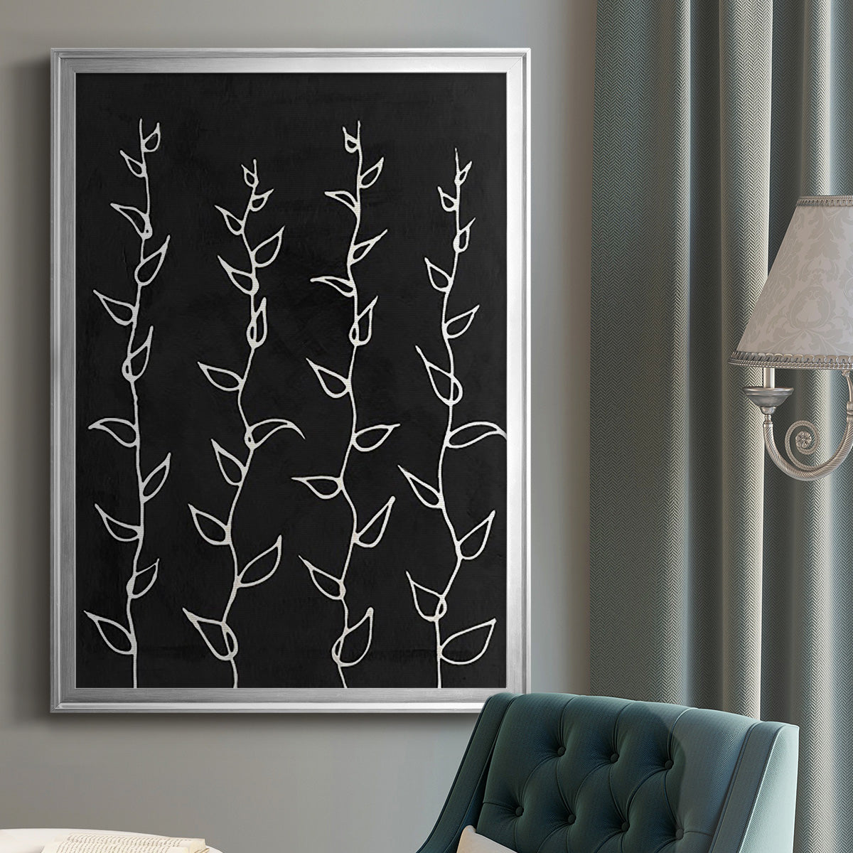 Ivory Vines I - Modern Framed Canvas Print