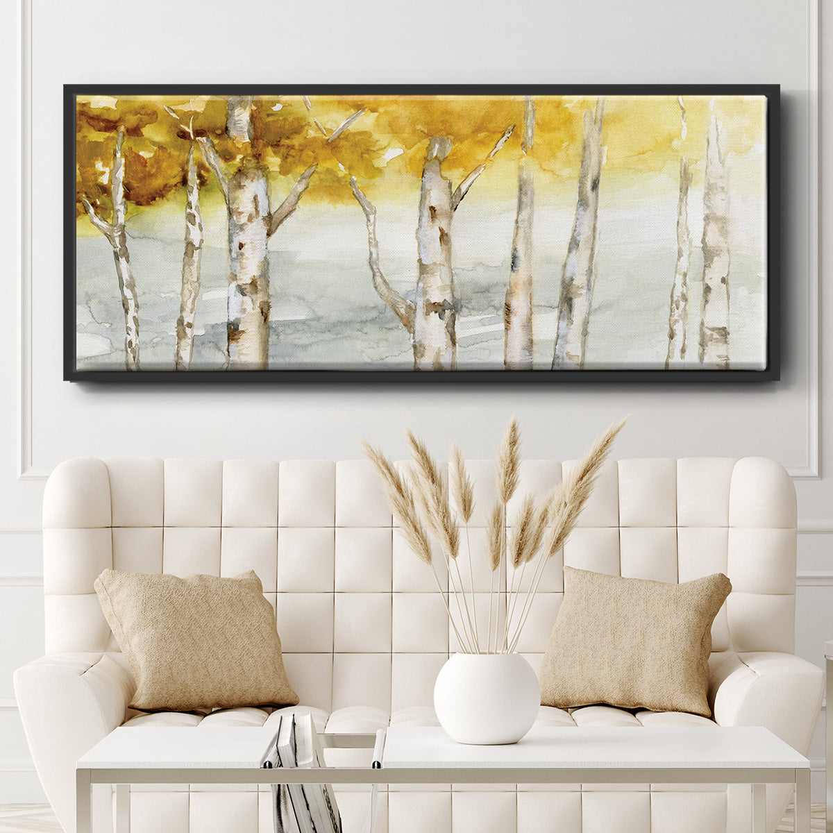 Golden Trees - Floater Framed Canvas Print