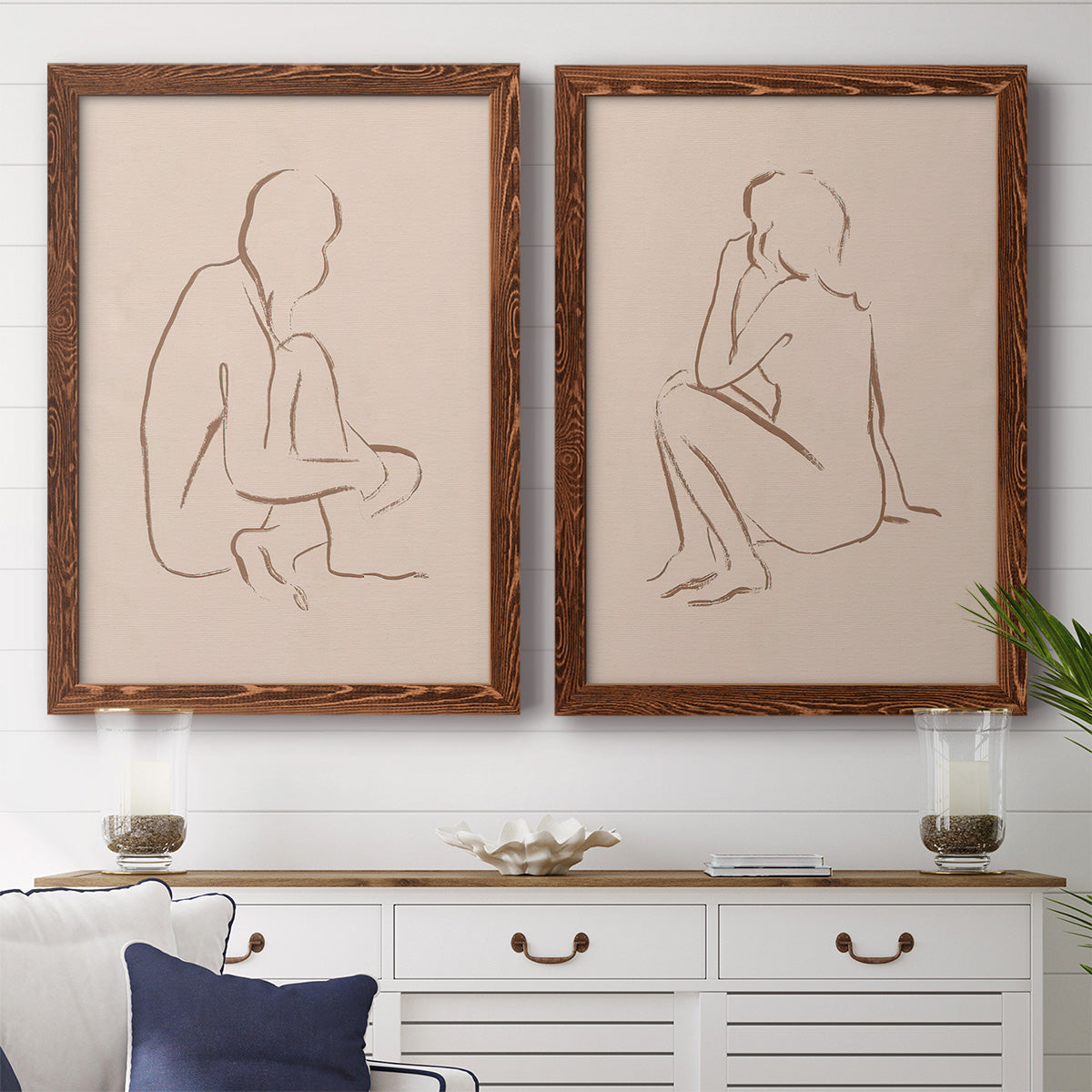 Sketched Pose I - Premium Framed Canvas 2 Piece Set - Ready to Hang