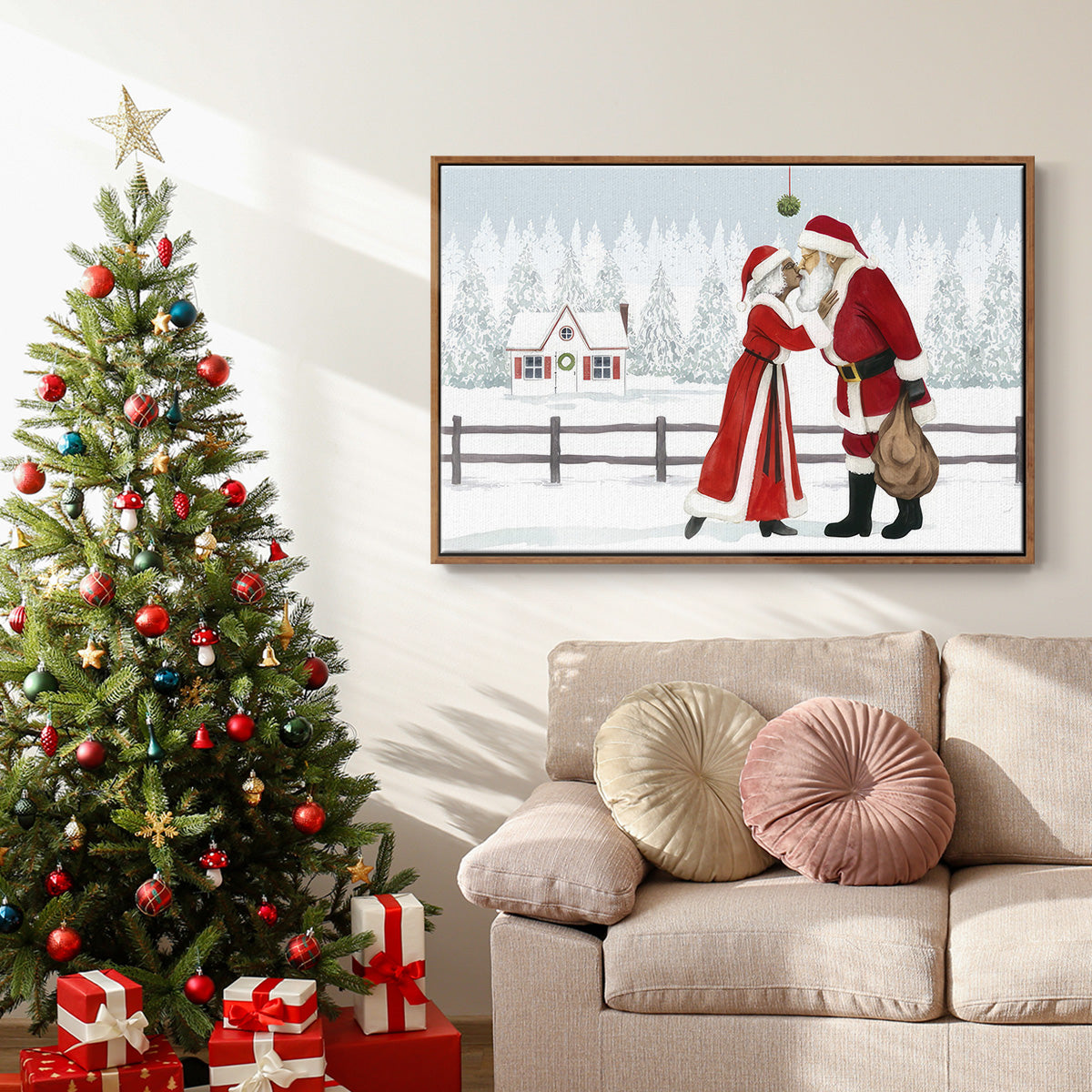 Christmas Love Collection A - Framed Gallery Wrapped Canvas in Floating Frame