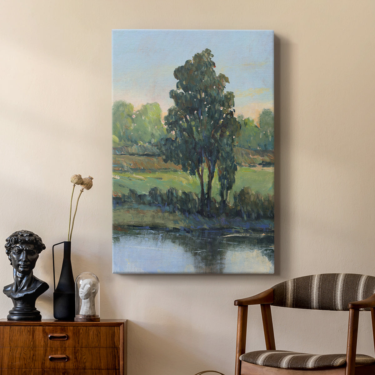 Tree by the Riverbank I - Canvas Art Print