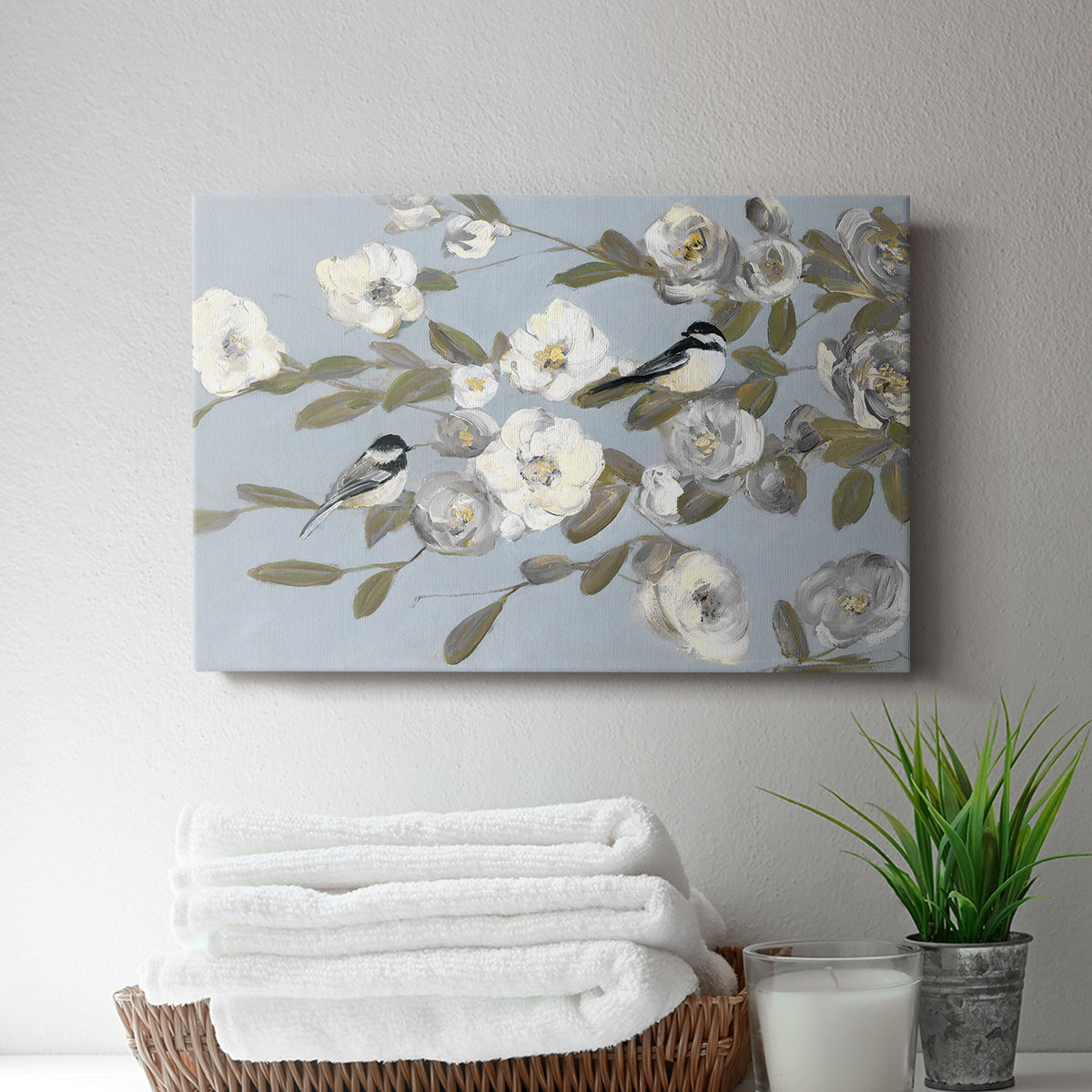 Chickadees and Blossoms I - Canvas Art Print