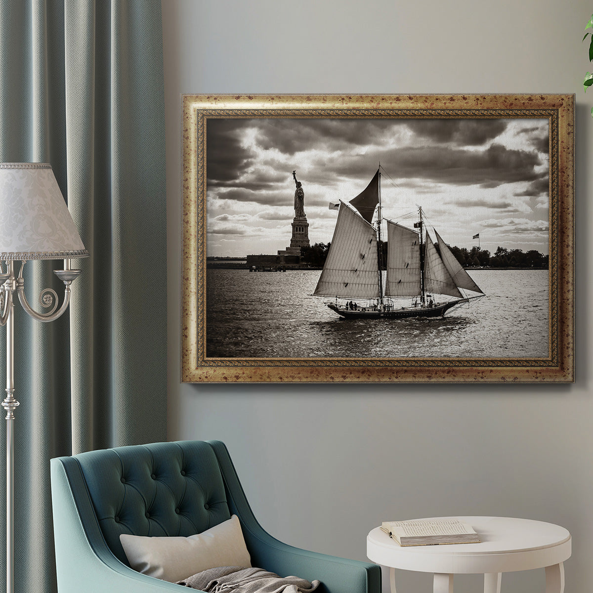 The Clipper & the Liberty Premium Framed Canvas- Ready to Hang