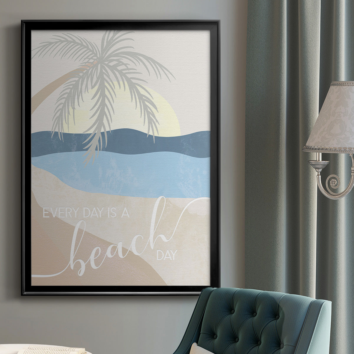 Beach Day - Modern Framed Canvas Print