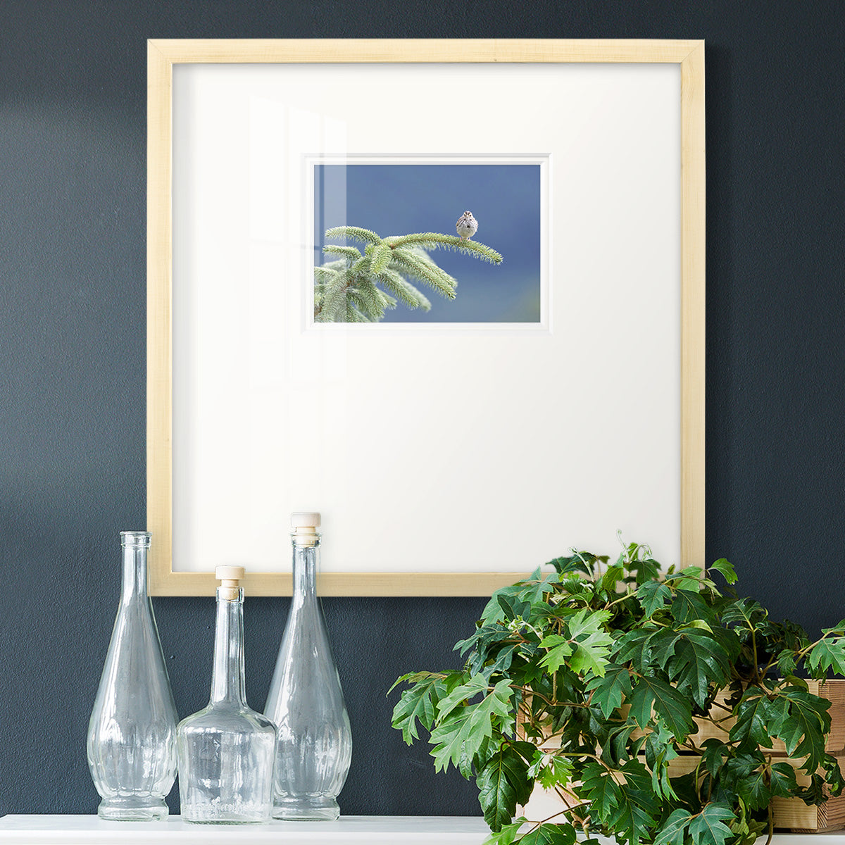 Evergreen Perch Premium Framed Print Double Matboard