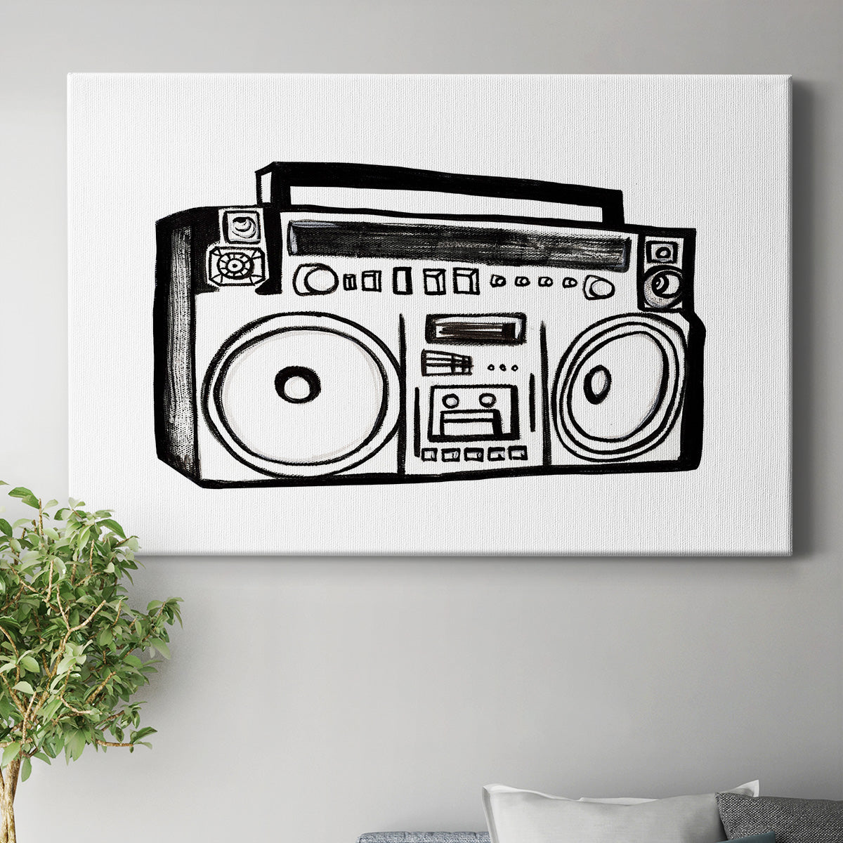 Boombox Sketch Premium Gallery Wrapped Canvas - Ready to Hang