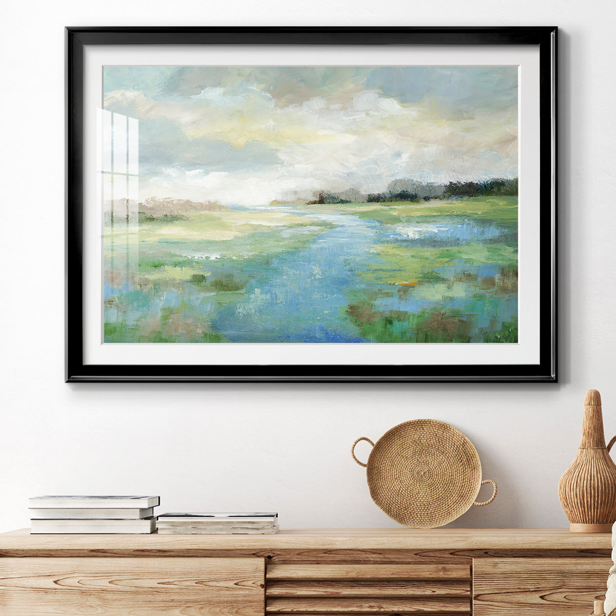 Winding Stream - Modern Framed Art Print