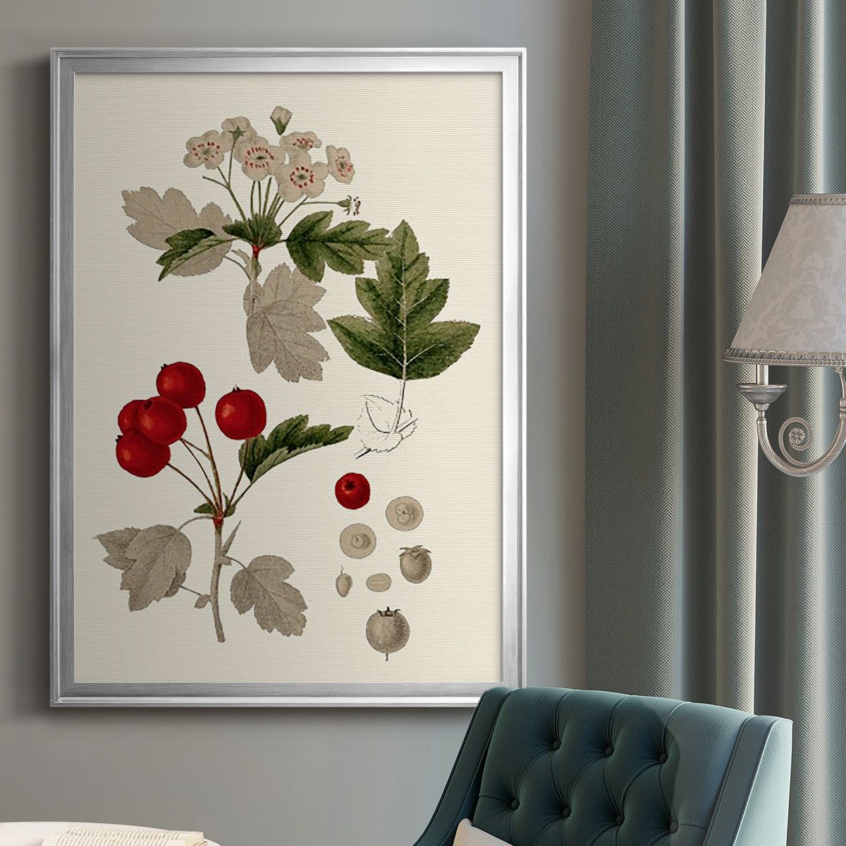 Leaves & Berries III - Modern Framed Canvas Print
