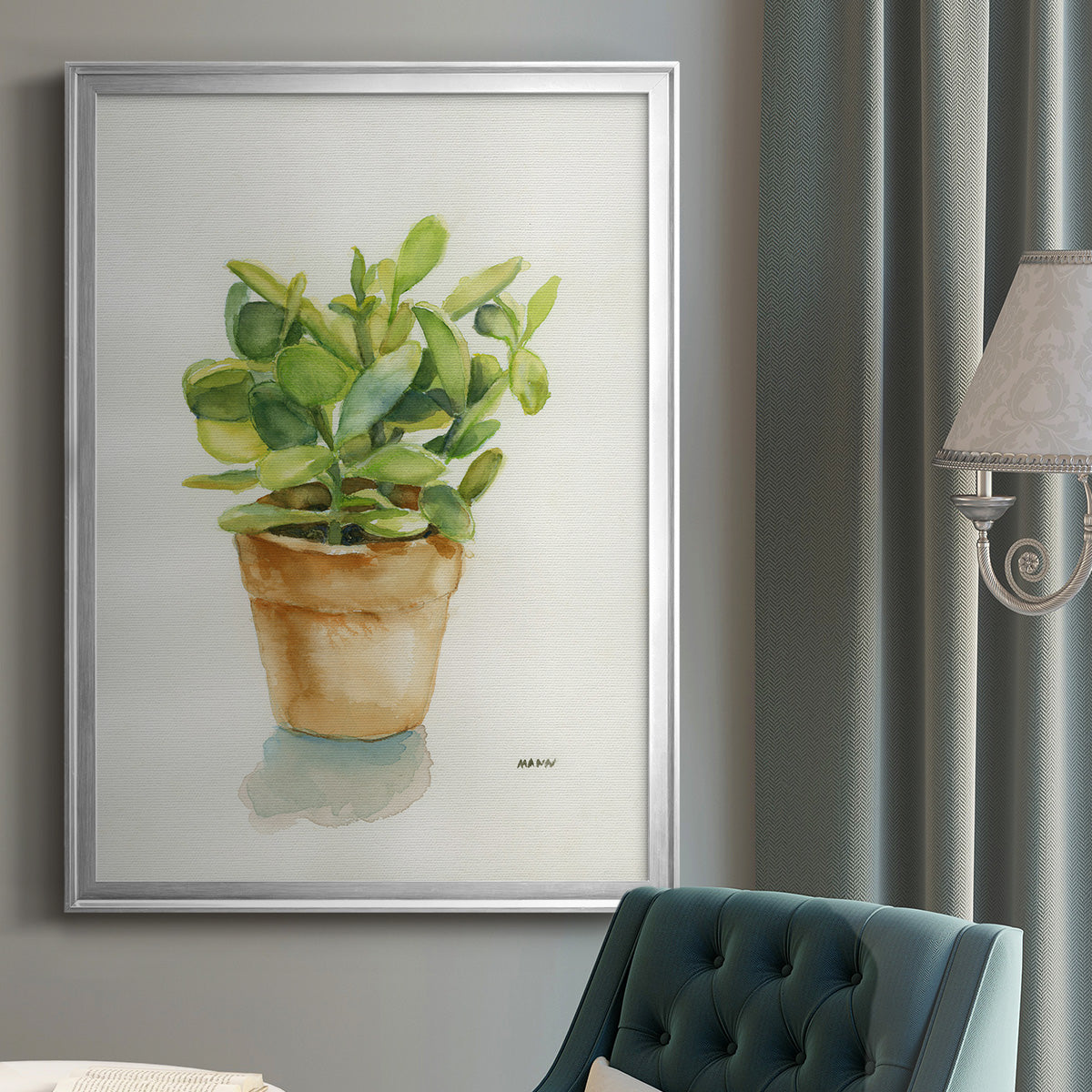 Succulent I - Modern Framed Canvas Print