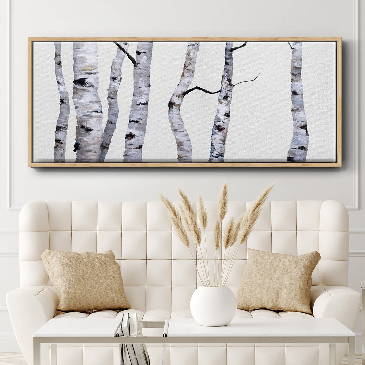 Birch Trees I - Floater Framed Canvas Print