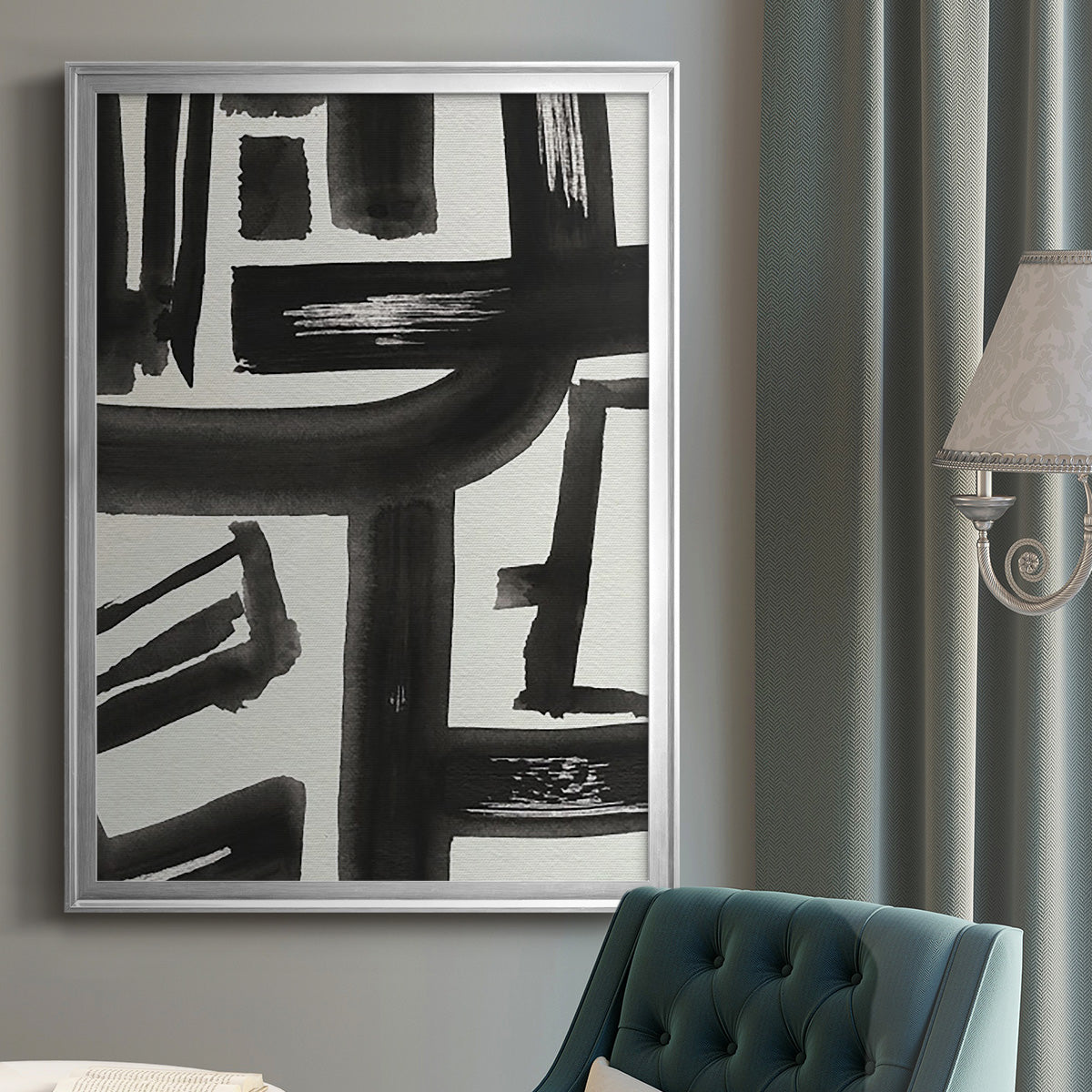 Inkwell Intersect II - Modern Framed Canvas Print