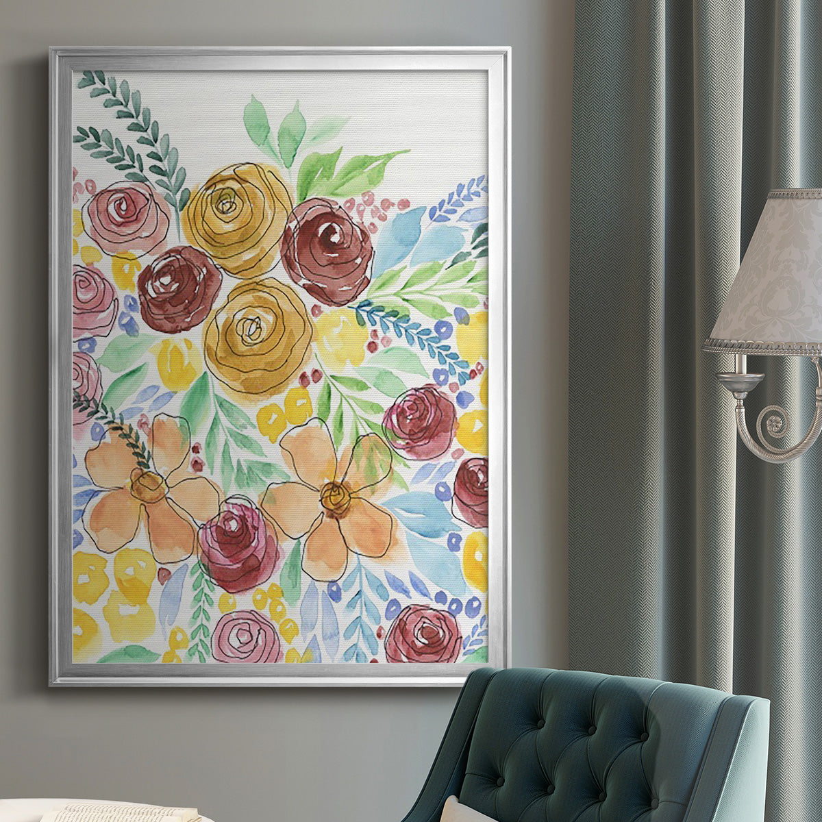 Flower Carousel I - Modern Framed Canvas Print