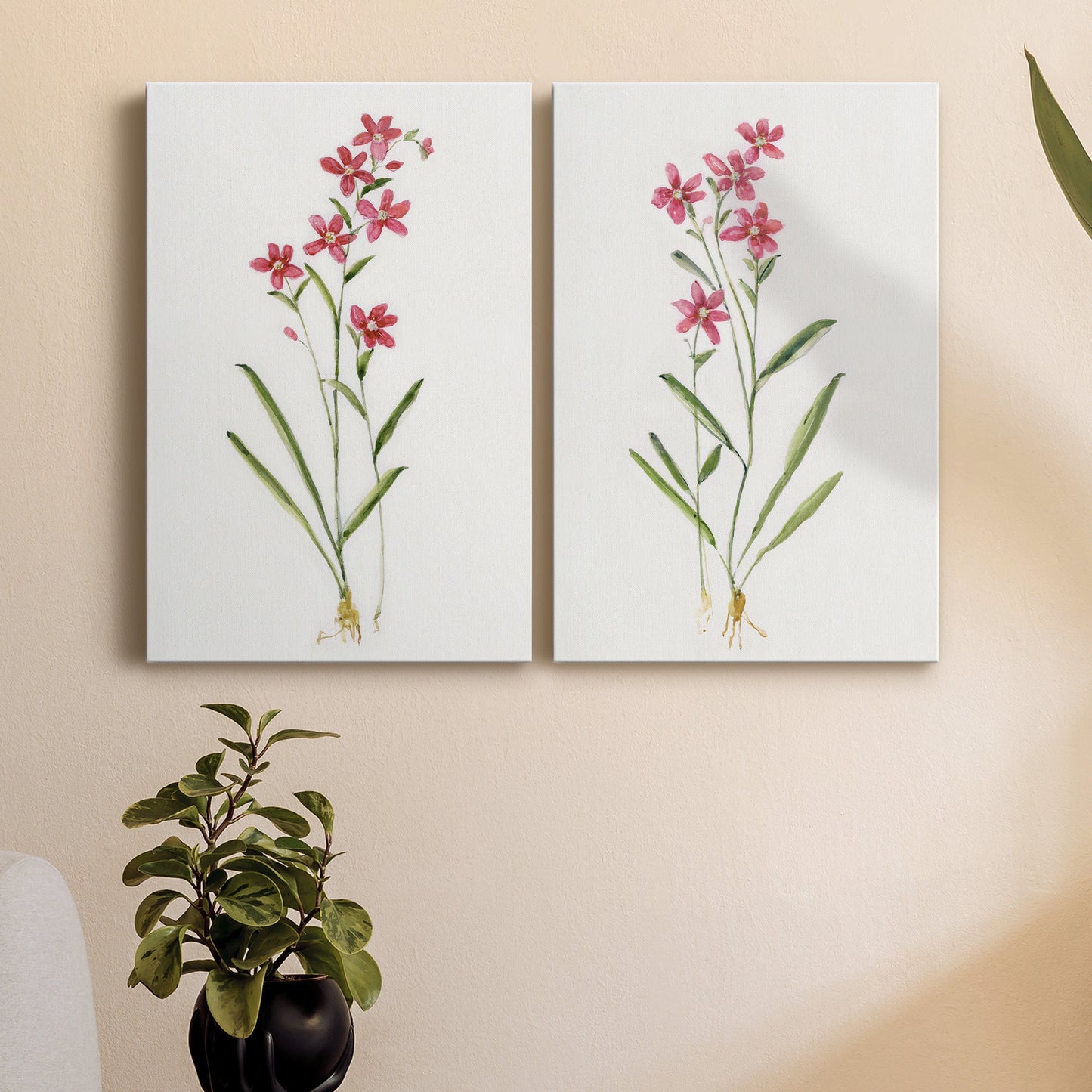 Delicate Pink I Premium Gallery Wrapped Canvas - Ready to Hang - Set of 2 - 8 x 12 Each