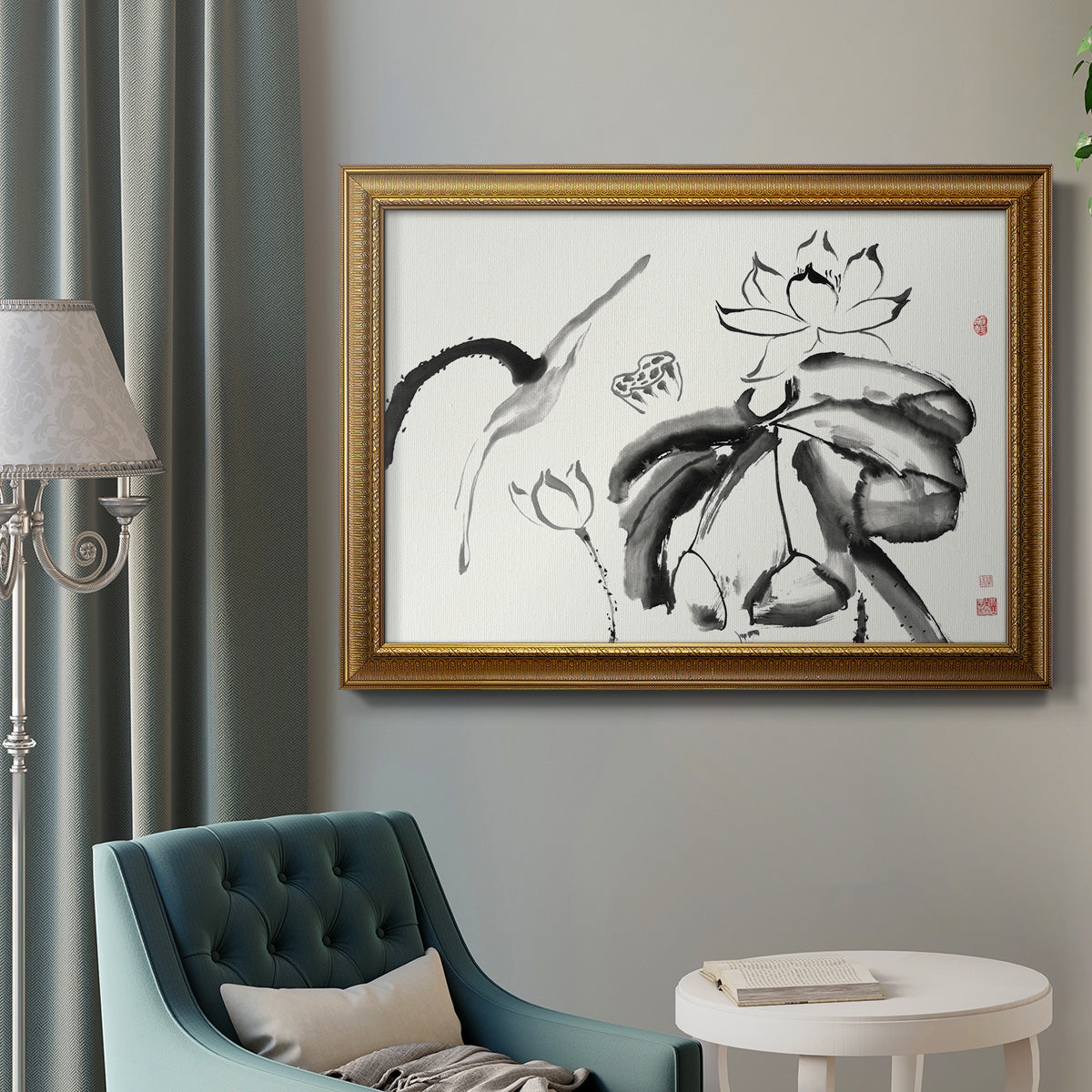 Lotus Study III Premium Framed Canvas- Ready to Hang