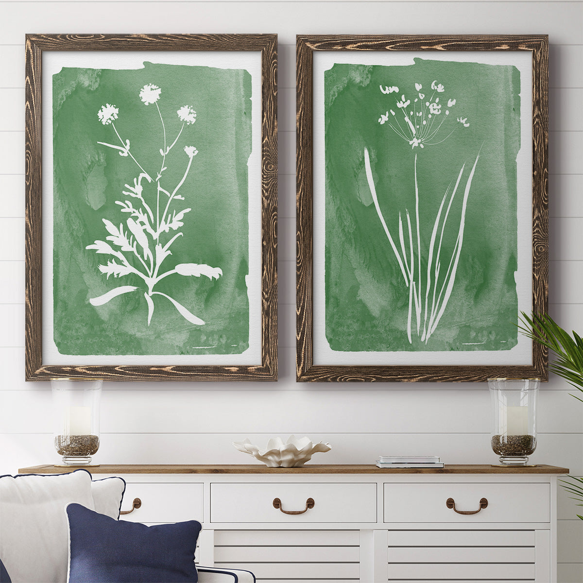 Green Botanical I - Premium Framed Canvas 2 Piece Set - Ready to Hang