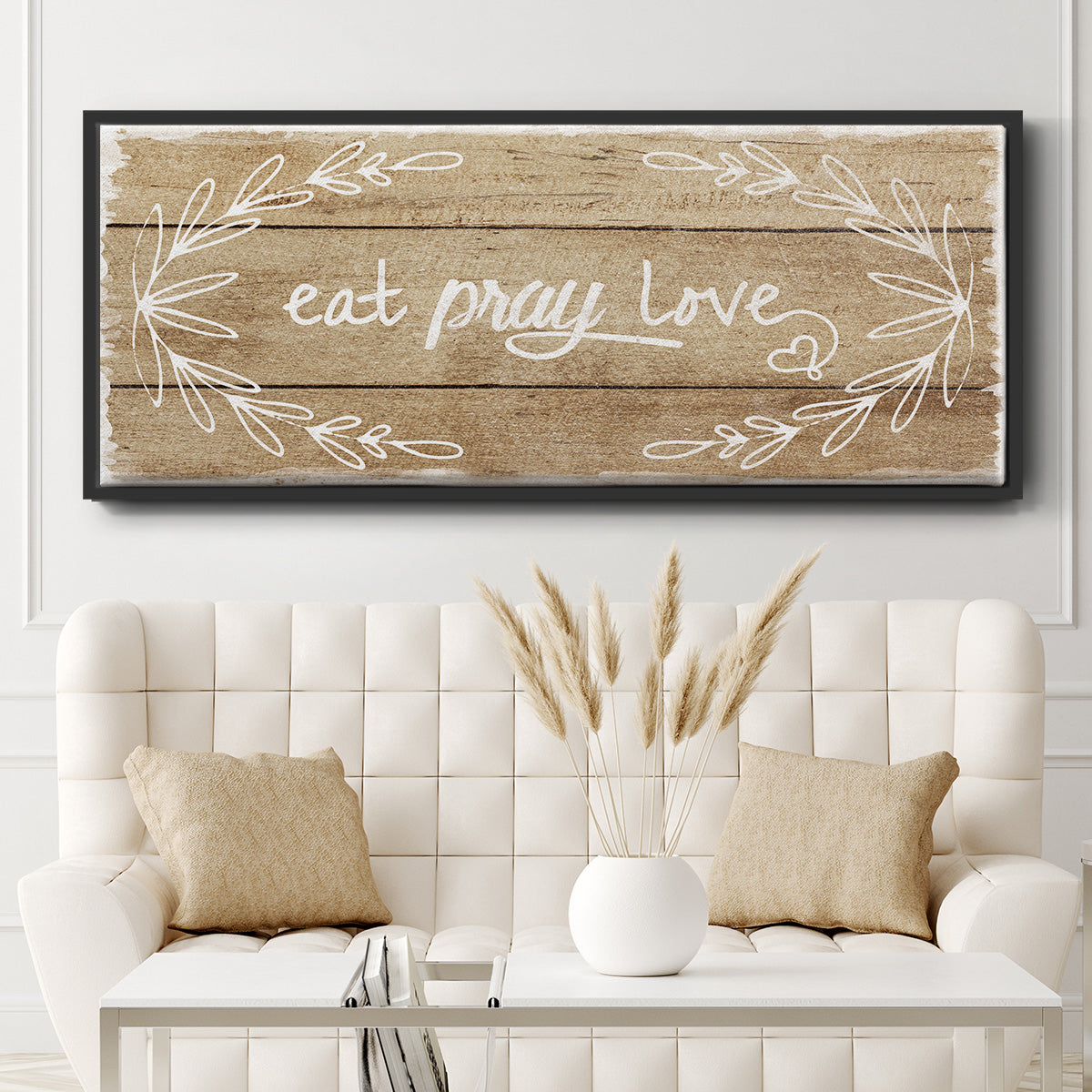 Eat, Pray, Love - Floater Framed Canvas Print