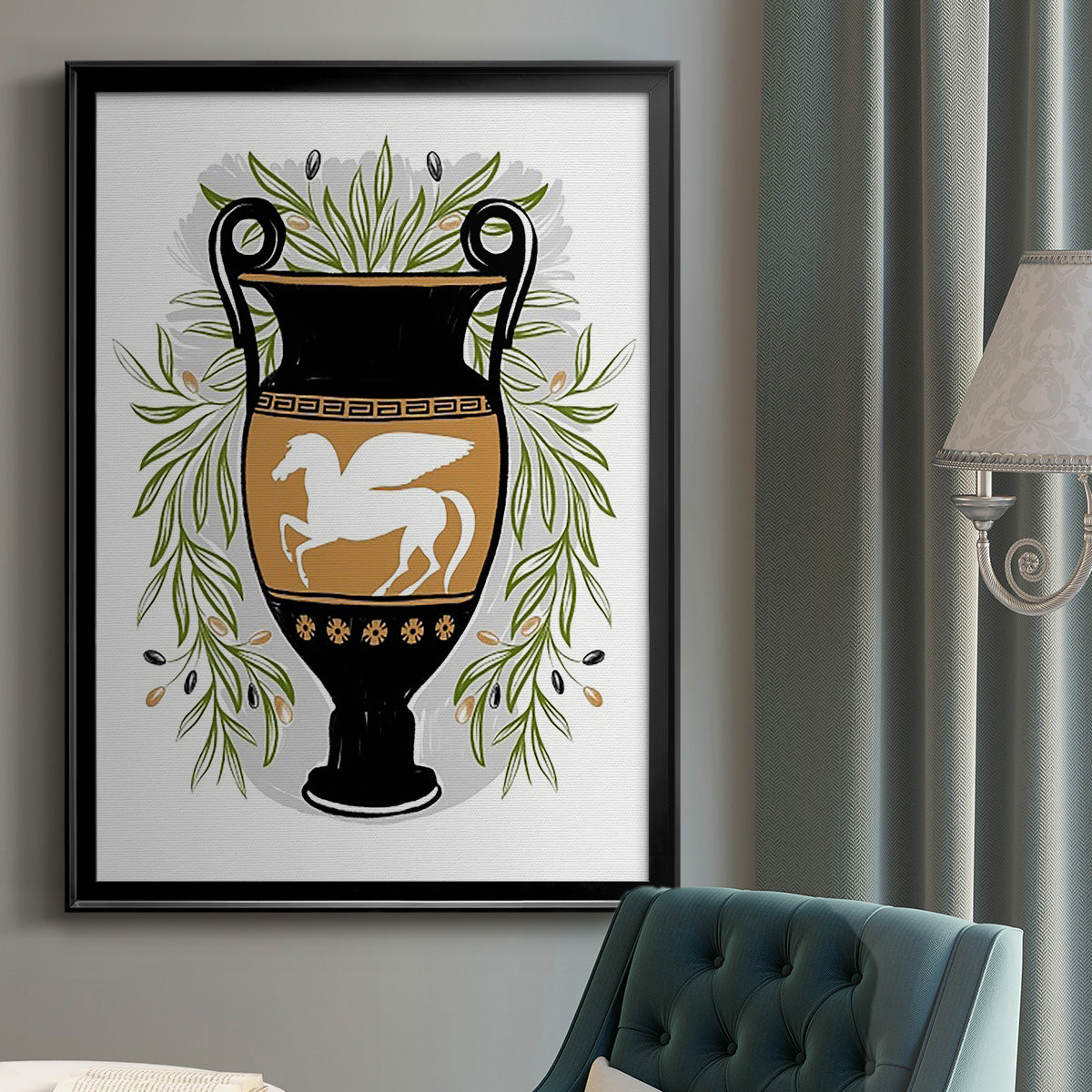 Greek Vases III - Modern Framed Canvas Print