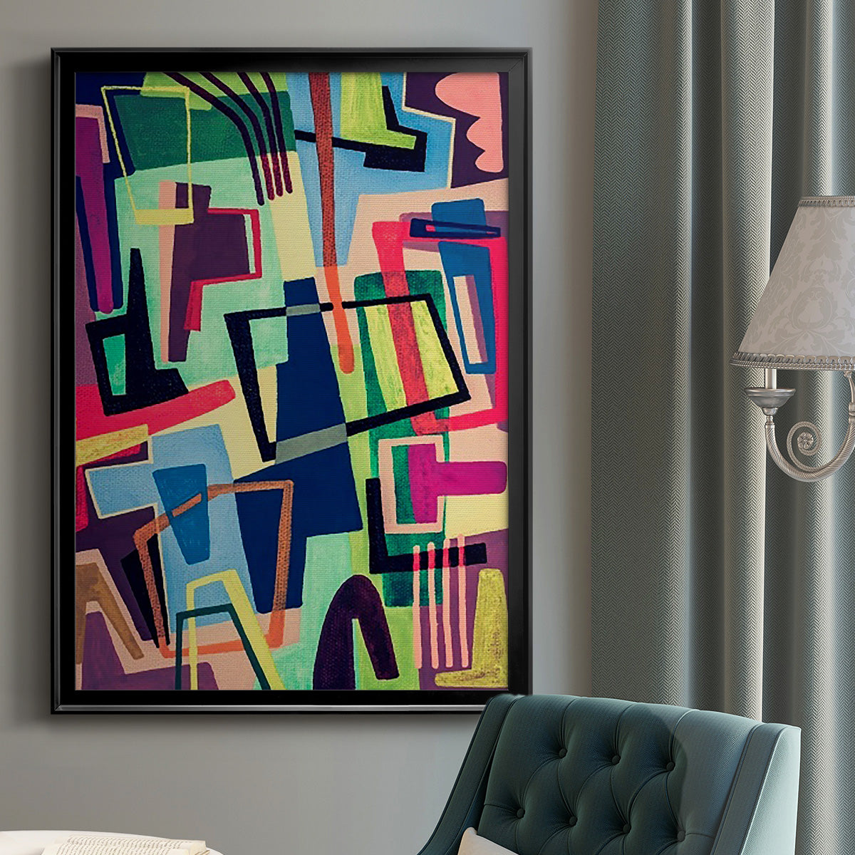 Connected Colors II - Modern Framed Canvas Print