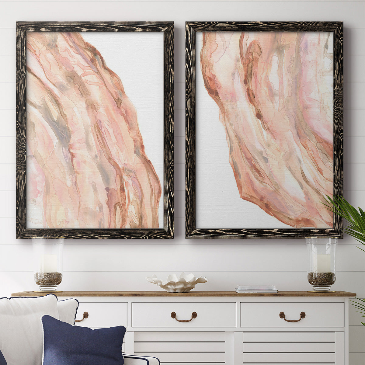 Rose Quartz I - Premium Framed Canvas 2 Piece Set - Ready to Hang