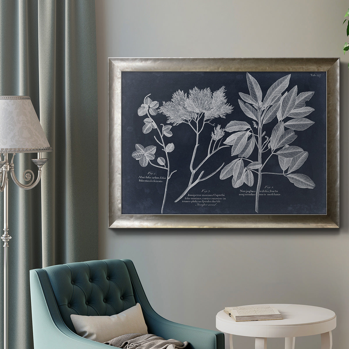 Foliage on Navy VI Premium Framed Canvas- Ready to Hang