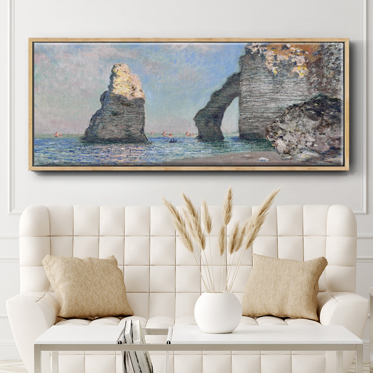 The Rock Needle and the Porte d'Aval, 1885 (Clark Art Institute version) - Floater Framed Canvas Print