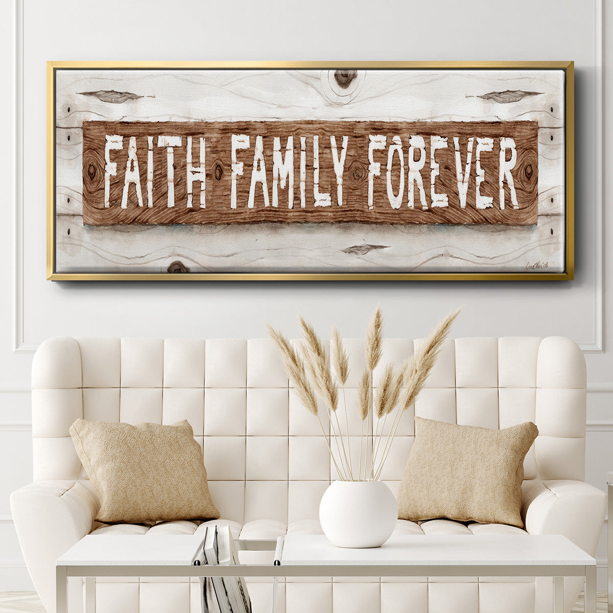 Faith Family Forever - Floater Framed Canvas Print