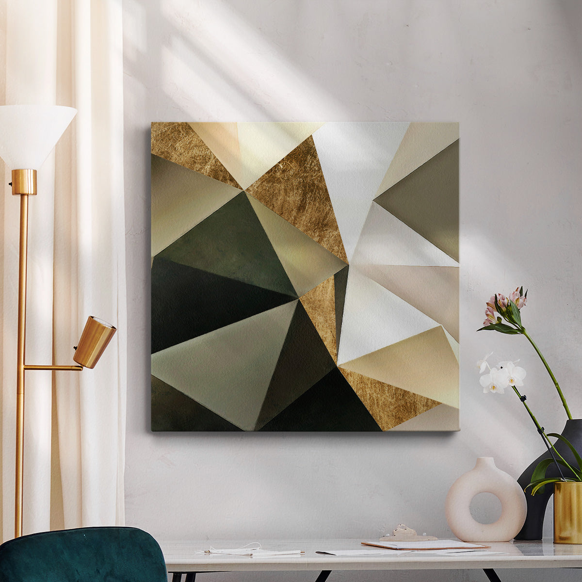 Gold Polygon Wall I - Canvas Art Print