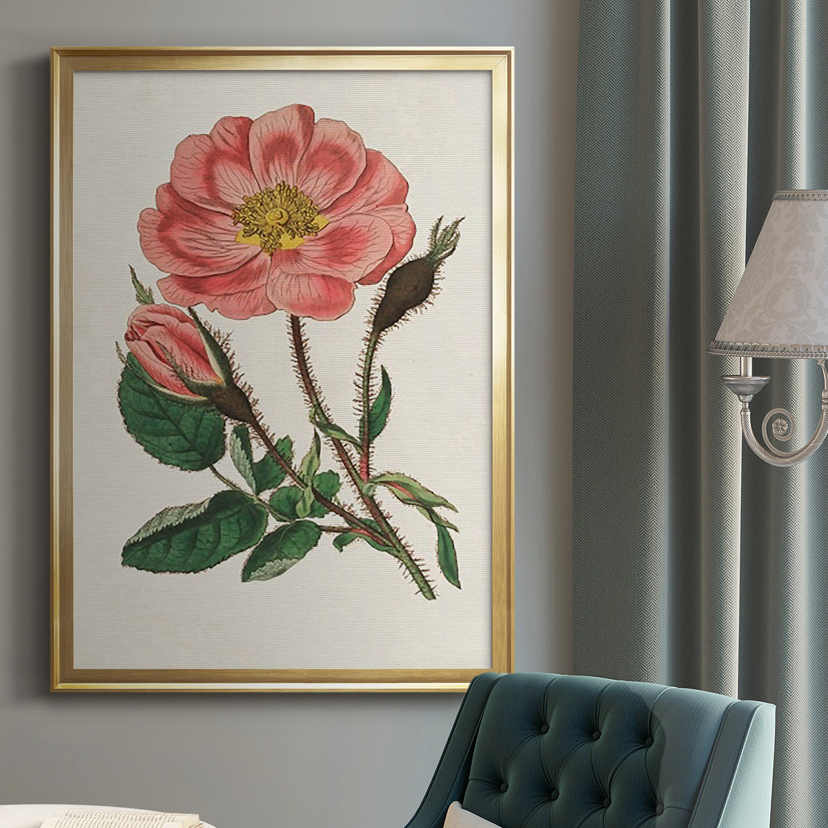 Pink Floral Mix IX - Modern Framed Canvas Print