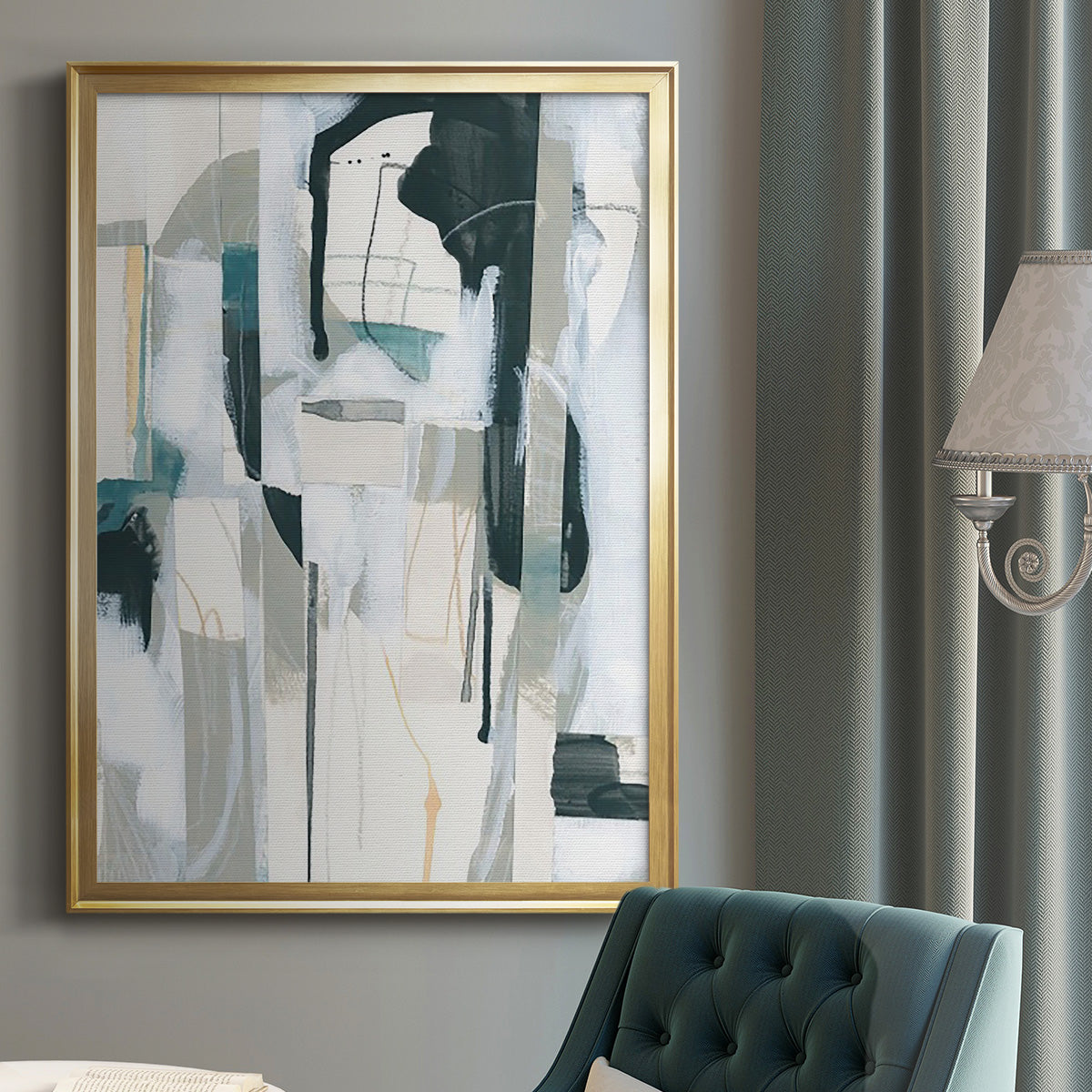 Sea Cavern Strata II - Modern Framed Canvas Print