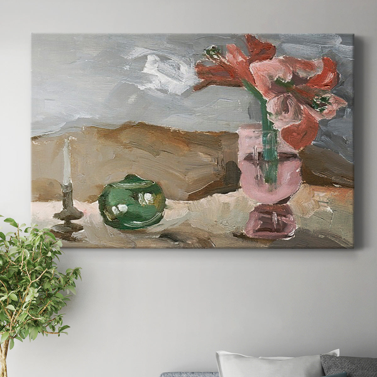 Vase of Pink Flowers II Premium Gallery Wrapped Canvas - Ready to Hang