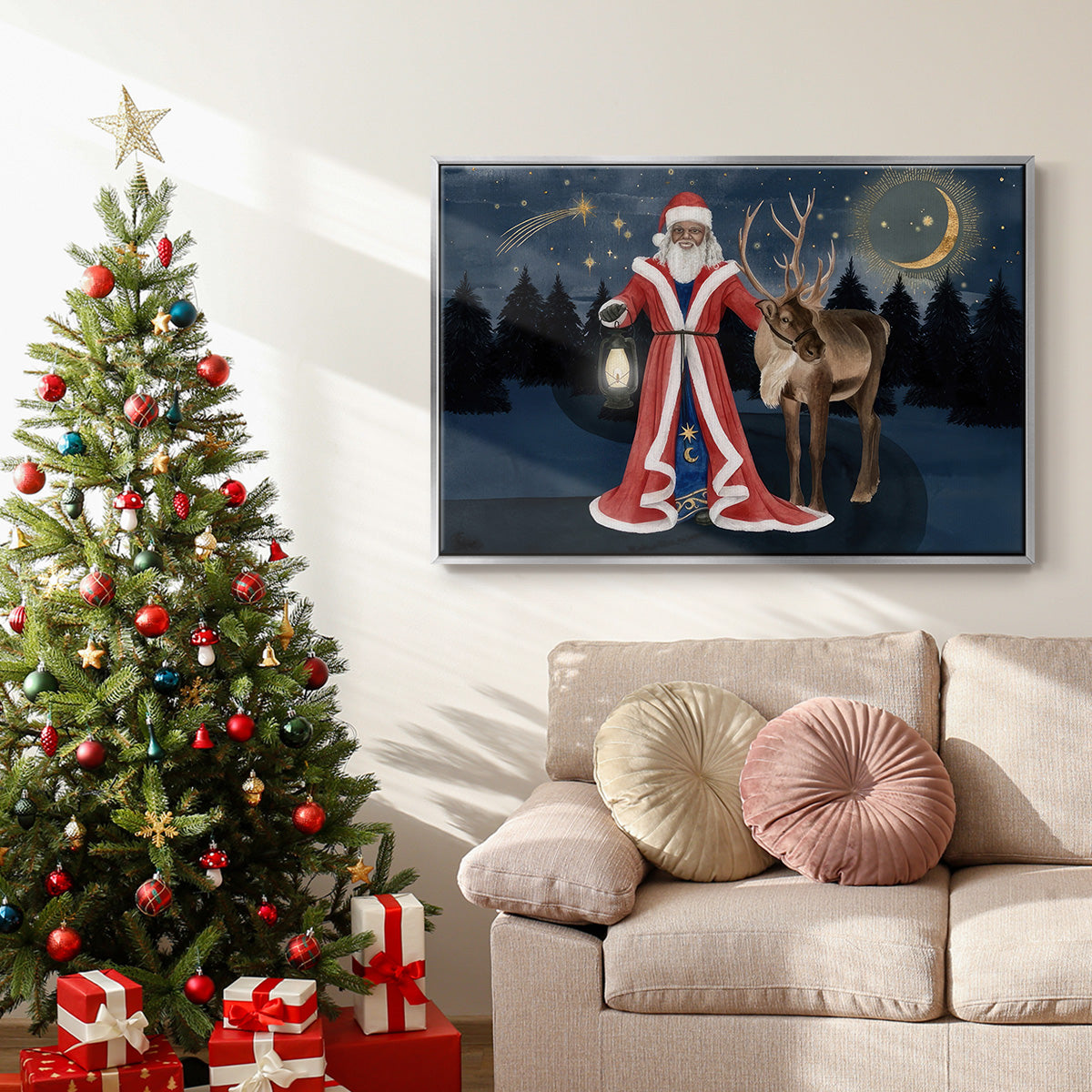 Celestial Christmas Collection A - Framed Gallery Wrapped Canvas in Floating Frame