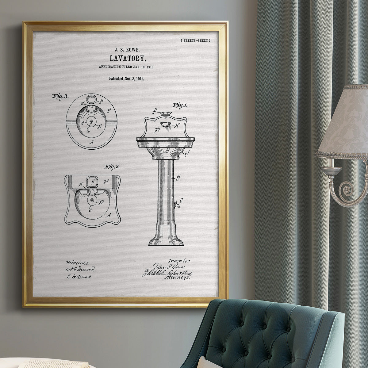 Vintage Sink I - Modern Framed Canvas Print