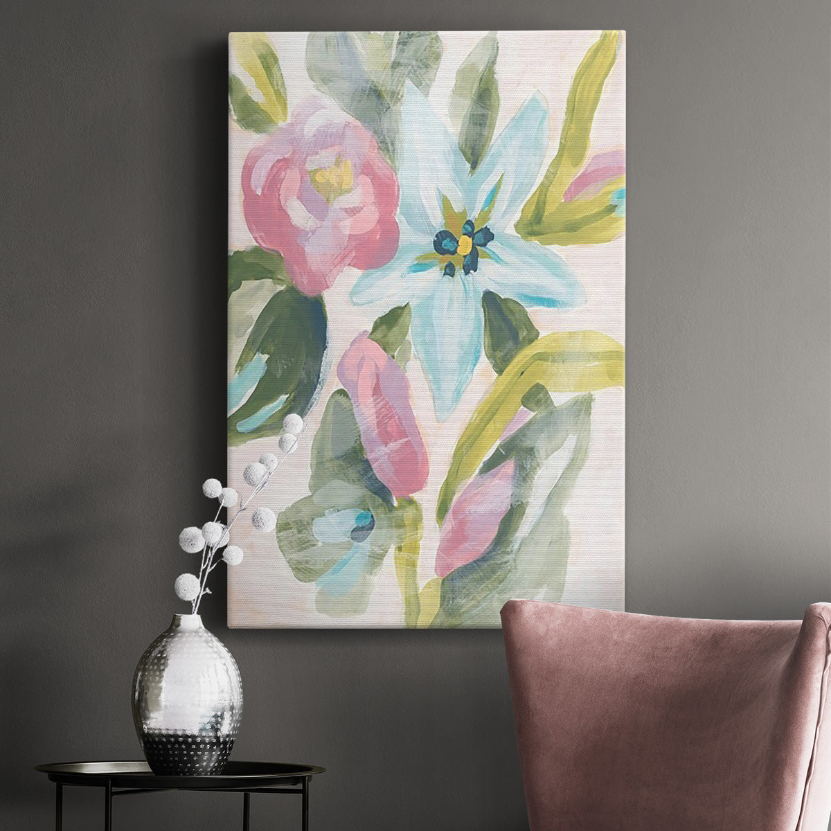 Floral Breeze Fresco  I - Canvas Art Print