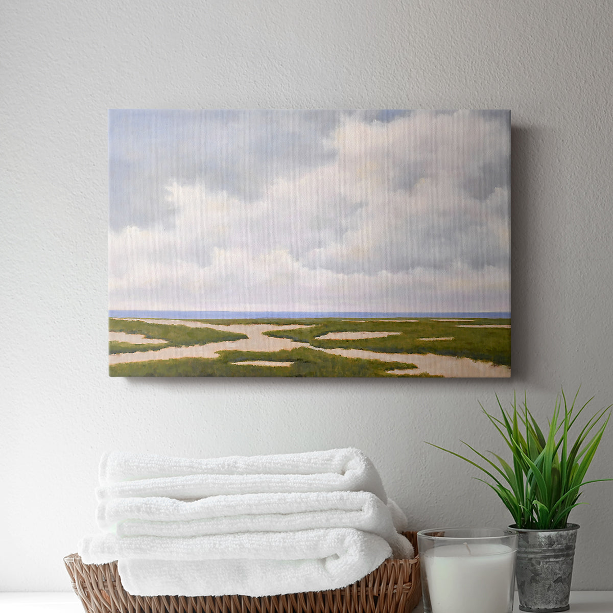 Cloudy Distant Beach Horizon - Canvas Art Print