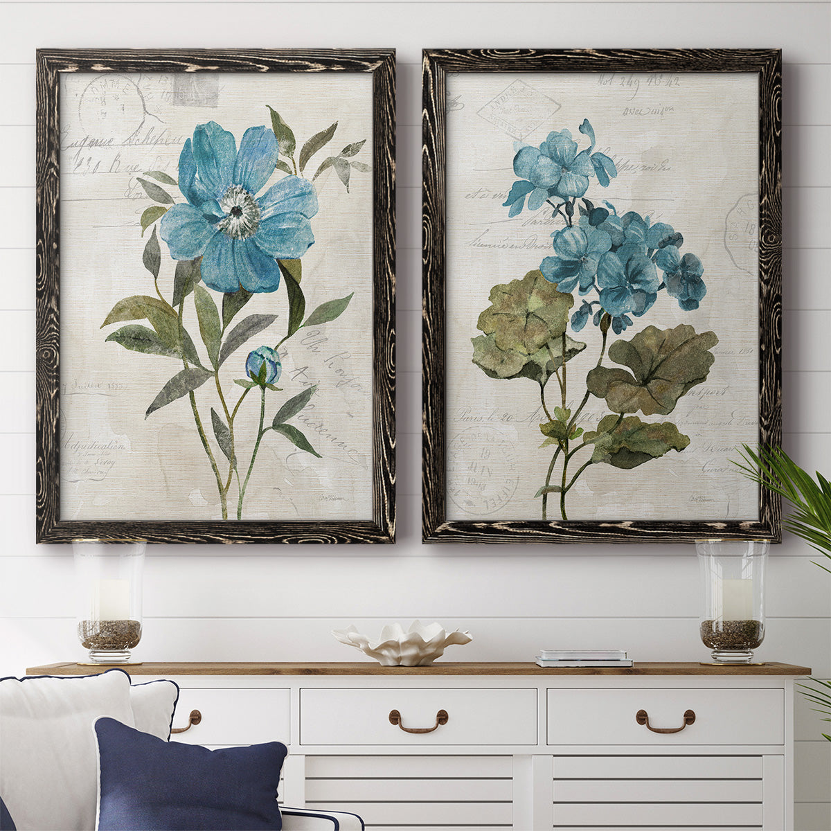 Linen Peony - Premium Framed Canvas 2 Piece Set - Ready to Hang