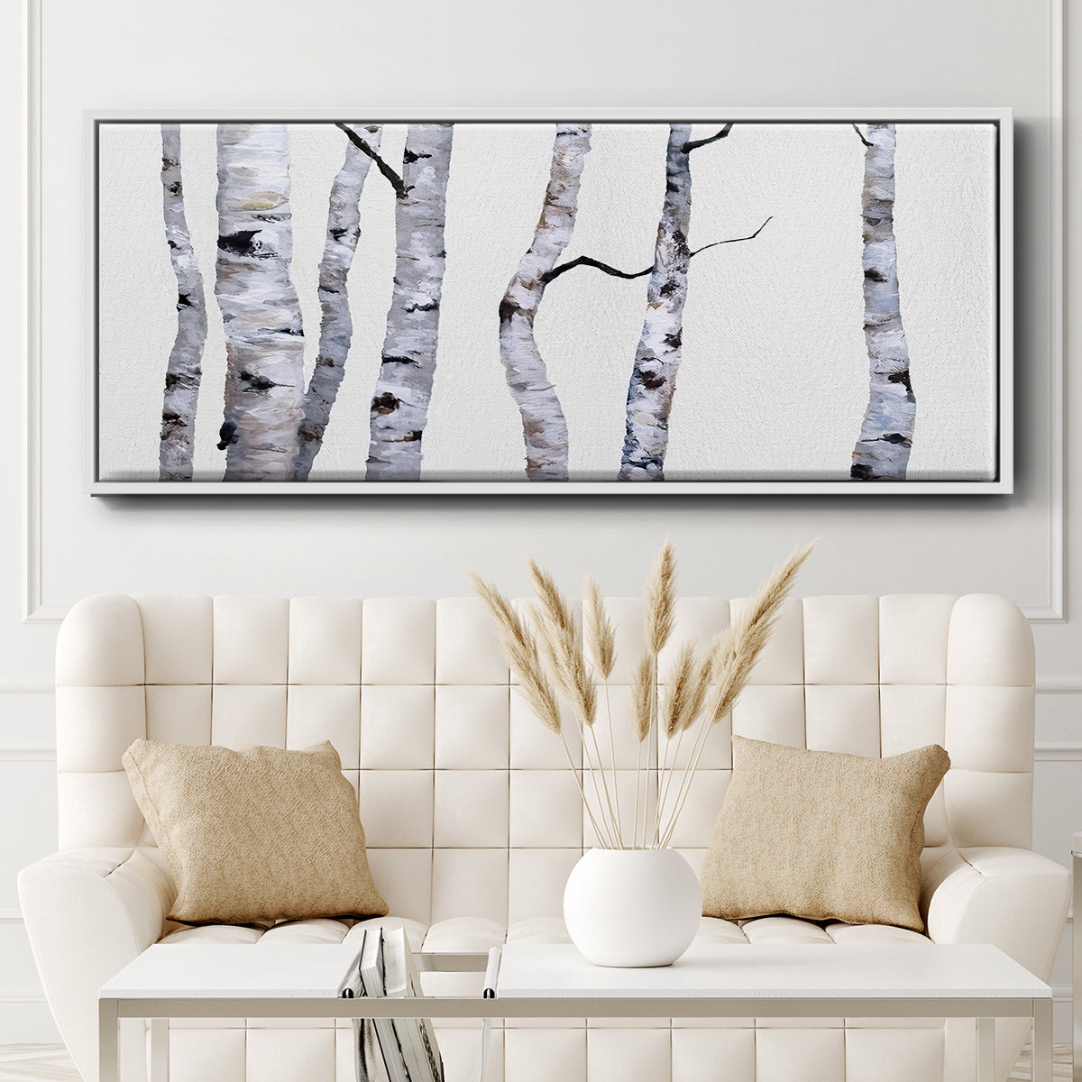 Birch Trees I - Floater Framed Canvas Print