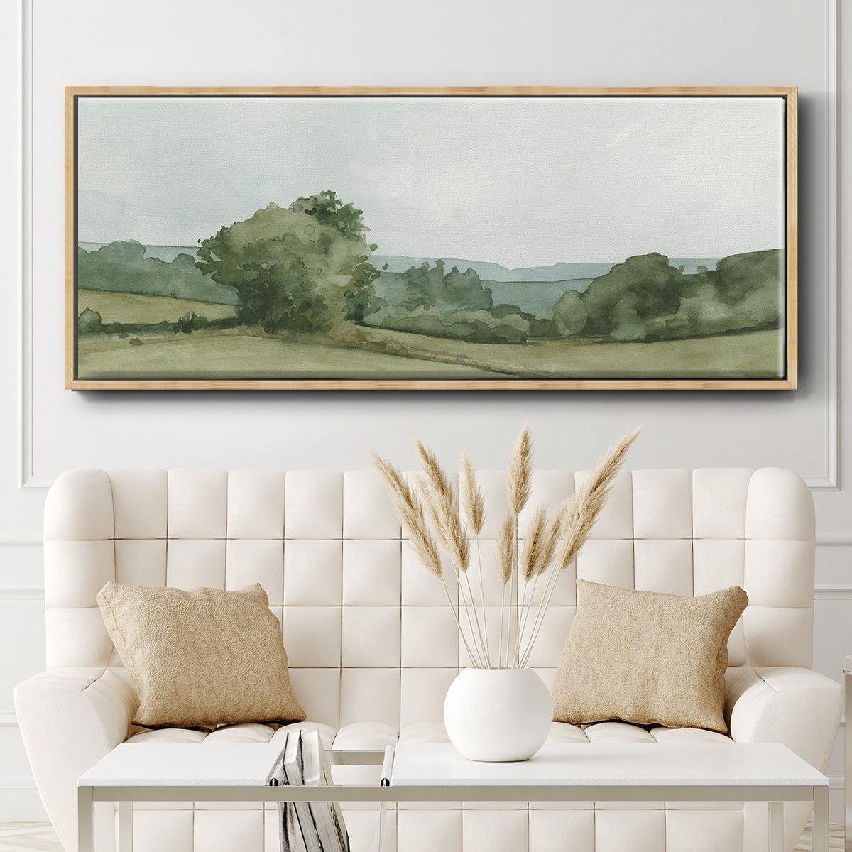 Vintage Landscape Sketch I - Floater Framed Canvas Print