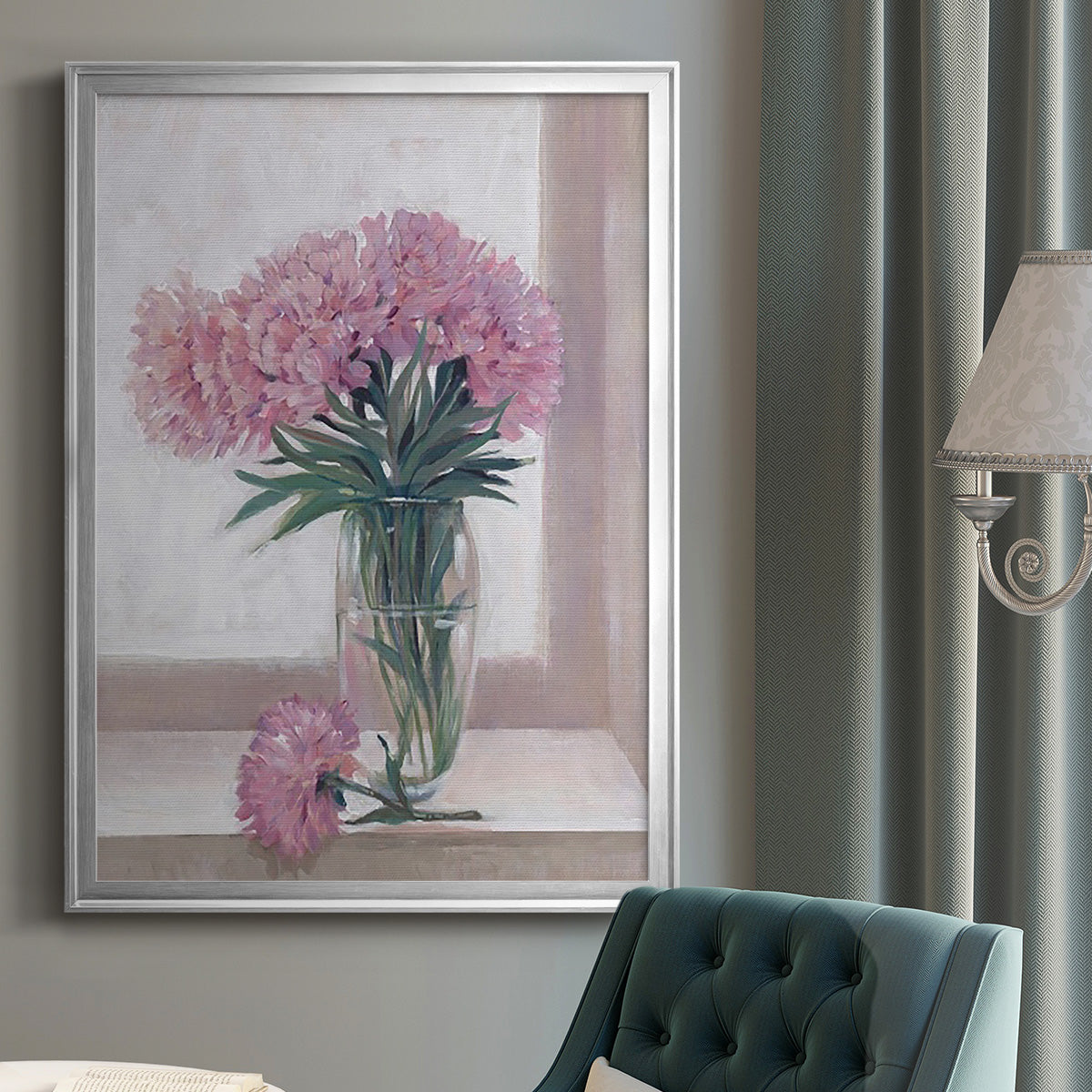 Windowsill Floral I - Modern Framed Canvas Print