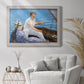 Impressionist leisure boating scene by Édouard Manet in an ornate weathered white frame displayed in a bright interior setting.
