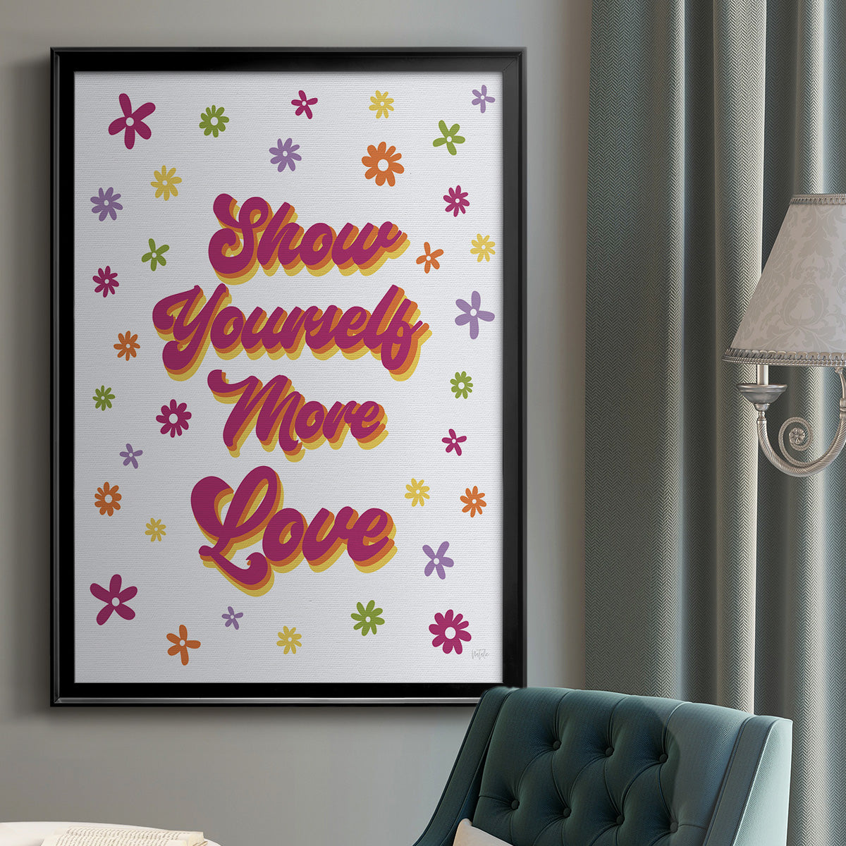 Show Yourself More Love - Modern Framed Canvas Print