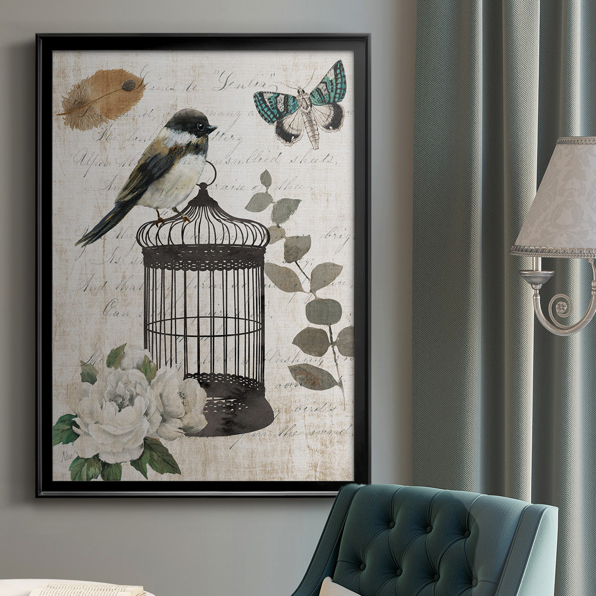 Vintage Menagerie I - Modern Framed Canvas Print