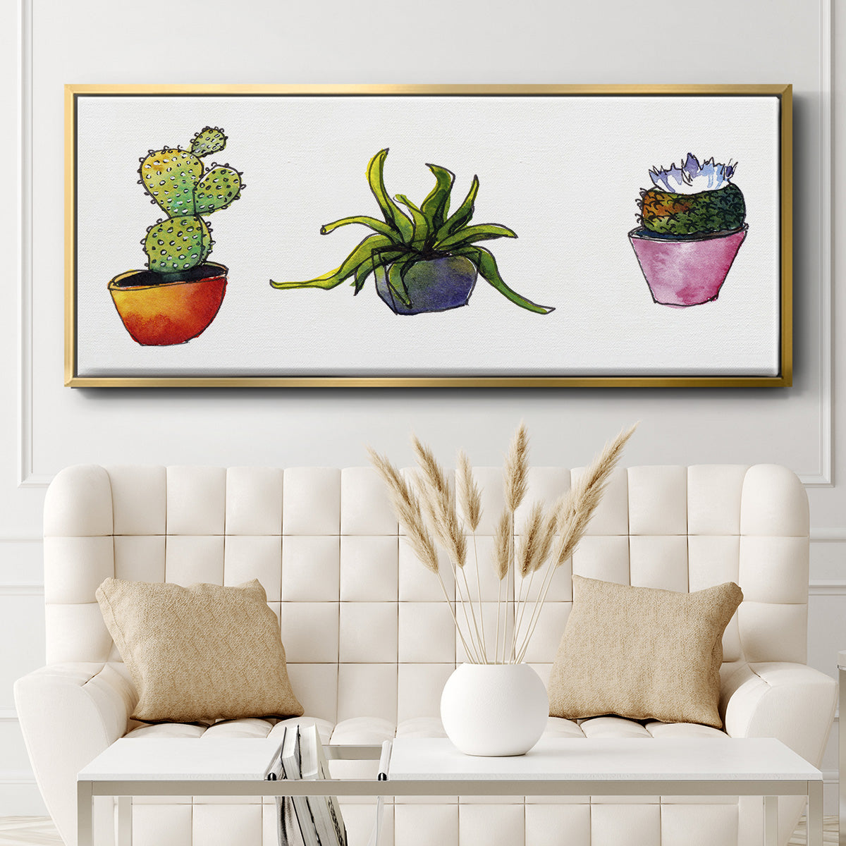 Vibing Succulents I - Floater Framed Canvas Print