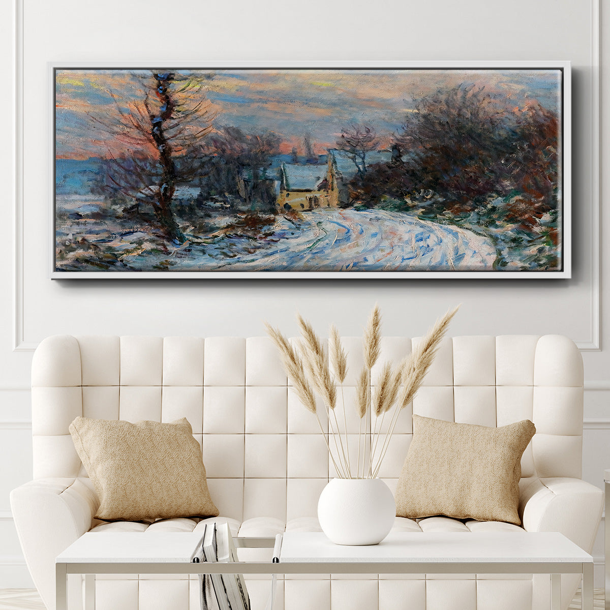 Road to Giverny in Winter, 1885 - Floater Framed Canvas Print