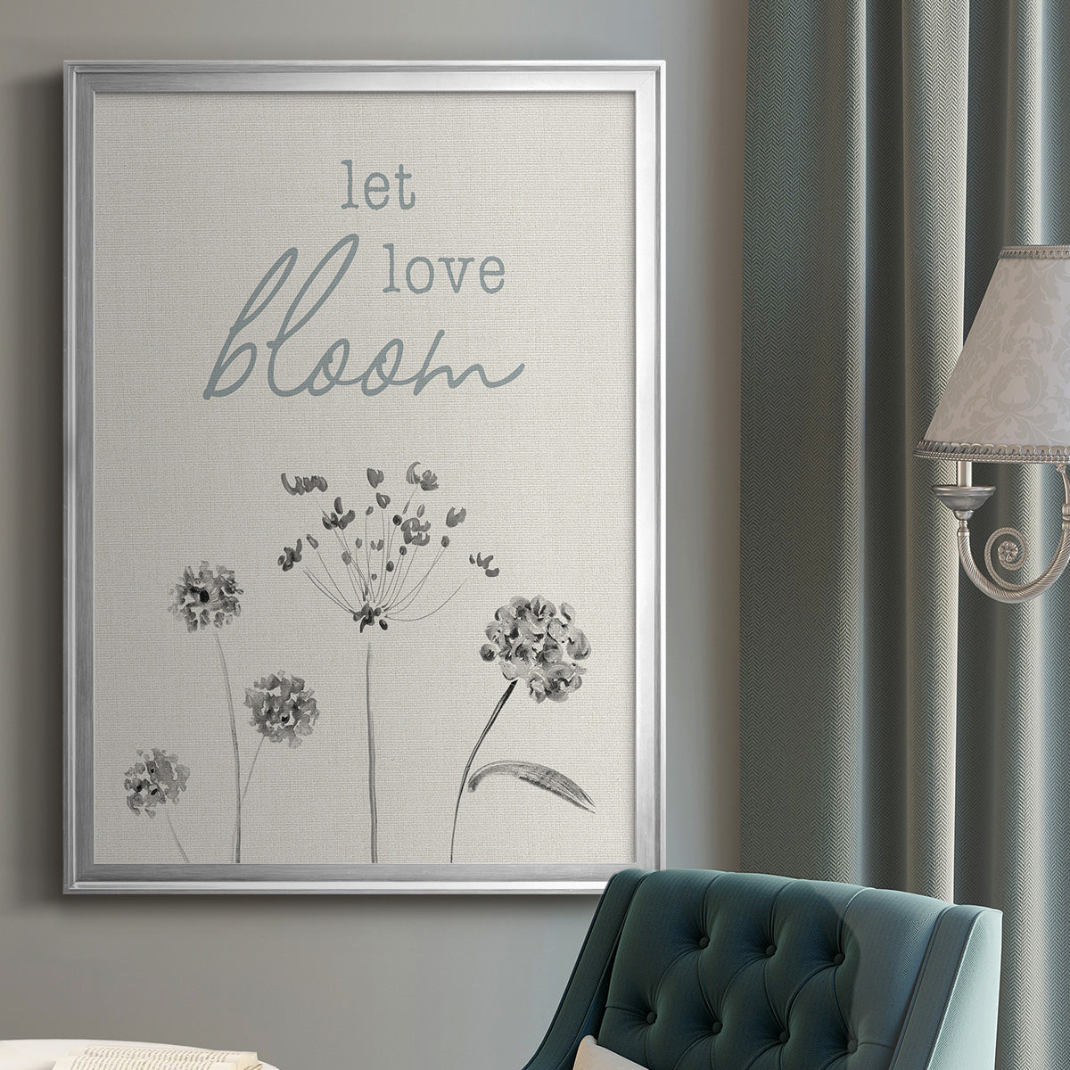 Let Love Bloom - Modern Framed Canvas Print