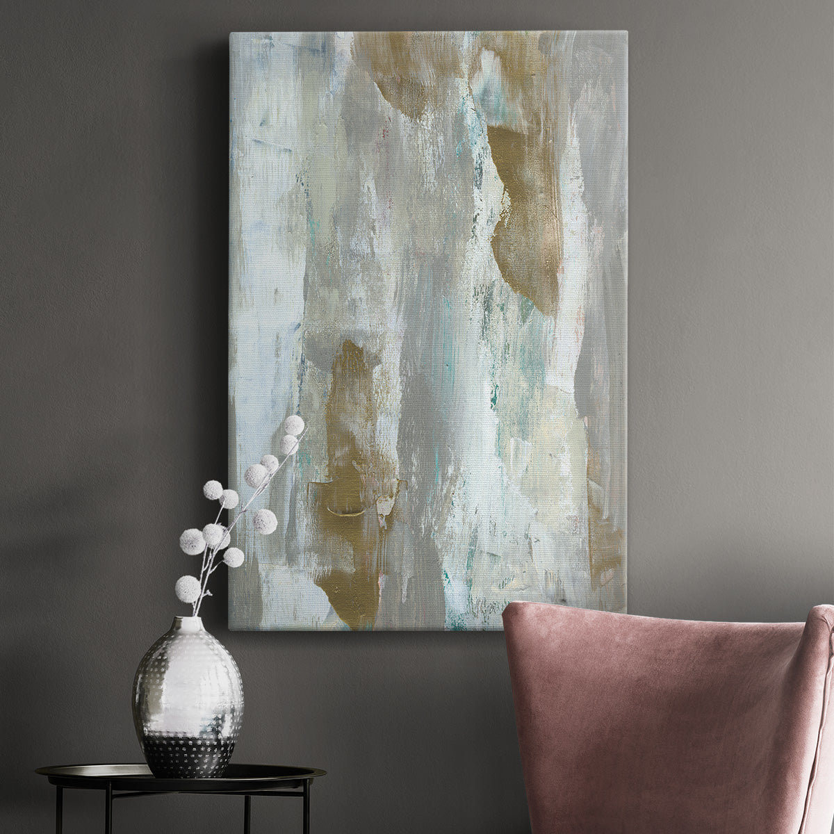 Textured Neutrals & Gold I Premium Gallery Wrapped Canvas - Ready to Hang