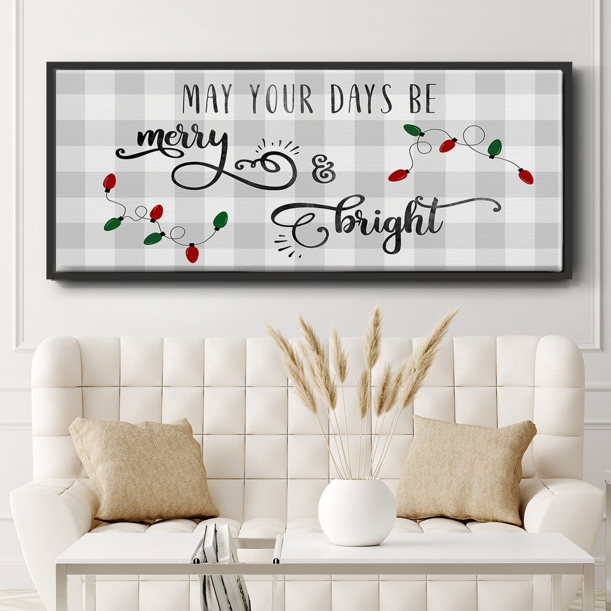 Buffalo Check Merry - Floater Framed Canvas Print