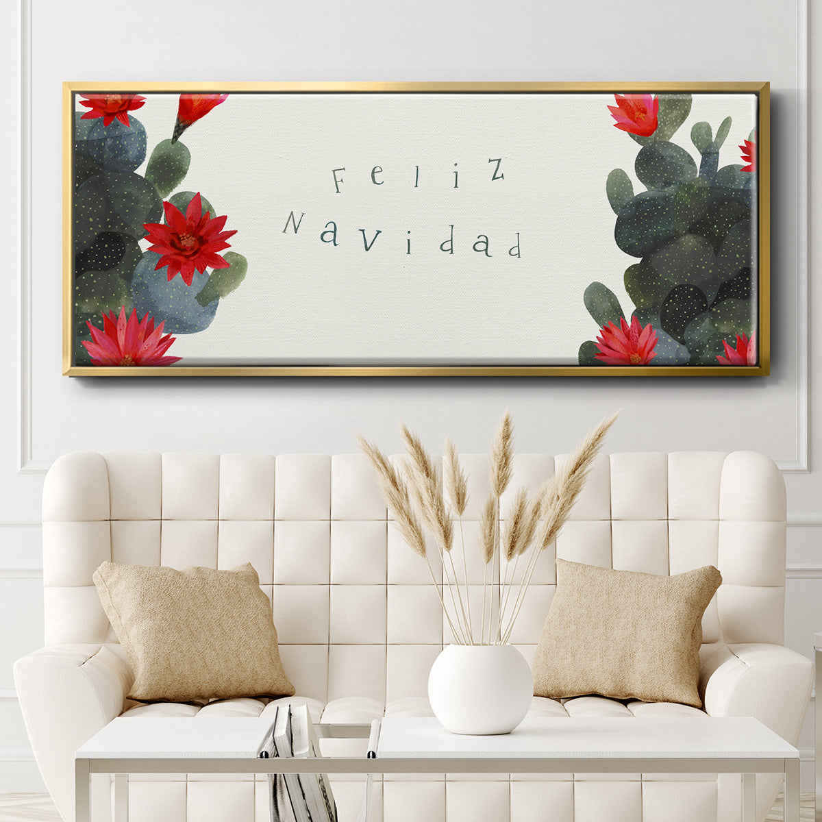 Flowering Christmas Cactus Collection D - Floater Framed Canvas Print